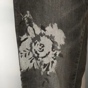 EUC Free People Dark Grey Floral Skinny Jeans thumbnail 2