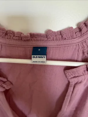 Old Navy Mauve Short-Sleeve Ruffle Neck Mini Dress thumbnail 3
