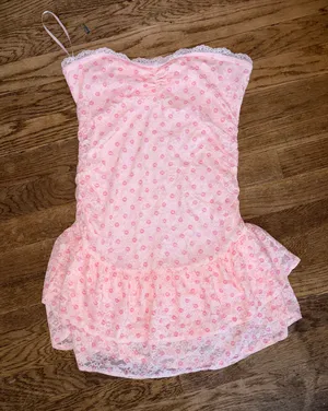 Loveshackfancy x PINK strapless lace mini dress thumbnail 3