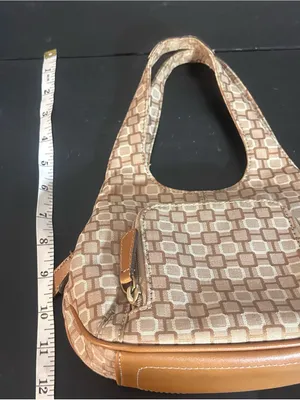 Nine West Beige Jacquard Mini Hobo Shoulder Bag Tan Zip Organizer Purse thumbnail 11