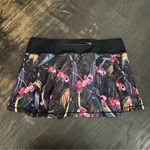 Lululemon Athletica Pace Rival Mid-Rise Skirt Skort Veiled Floral Black Multi 8 thumbnail 4