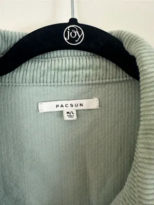 PacSun Corduroy Button-Front Jacket in Sage Green Raw Hem Size M/L thumbnail 3