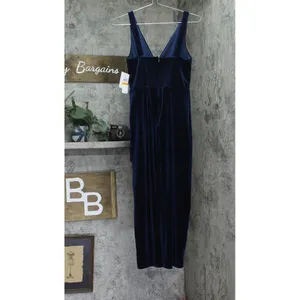 NWT 1. State Womens Velvet Midi V Neck Rear Slit Dress DS93017245AM Navy Blue S thumbnail 5