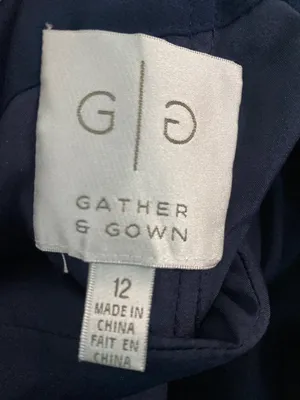 Gather & Gown Size 12 Navy Formal Gown Sweetheart Ruched Chiffon Wedding Guest thumbnail 10