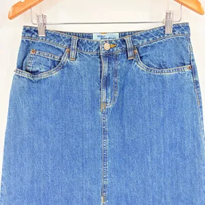 Vtg Y2k Old Navy Denim Maxi Skirt Sz 6 90s Grunge Front Slit Indie Sleaze Jean thumbnail 3