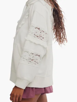 Free People Movement Studio Tunic Lace Trim Hooded Sweatshirt thumbnail 3