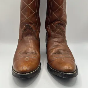 VTG. ACME Avoniti Hypalon Oil Resistant‎ Brown Leather Cowboy Boots SZ 7.5 thumbnail 3