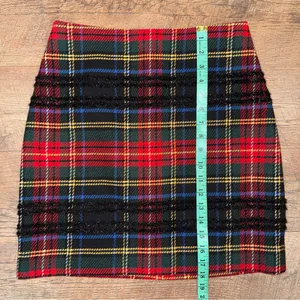 J. Crew Tartan Plaid Wool Blend Tweed Mini Skirt with Black Glitter Accemts thumbnail 10