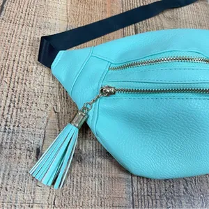 Claire's Pastel Turquoise Belt Bag Fanny Pack Tassel Retro Y2K Western thumbnail 3