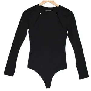 Womens Abercrombie & Fitch Soft AF Collection Black Cutout Bodysuit Top Size S thumbnail 1