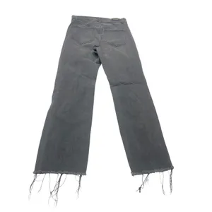 Express Modern Straight Jeans 8R Super High Rise Black Distressed Raw Hem thumbnail 2
