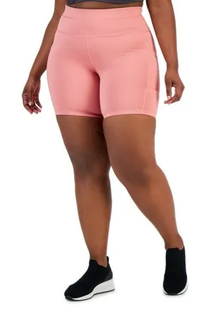 NWT Ideology Women’s Bike Shorts | Size 2X | Pink | Pockets & Stretch Waist thumbnail 1