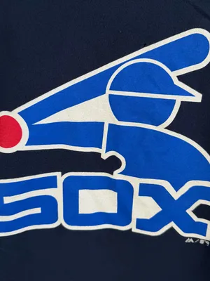 Chicago White Sox Majestic Navy Graphic Off the Shoulder T-Shirt thumbnail 2