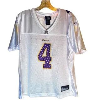 NFL Minnesota Vikings Brett Favre Reebok Women's XL White Jersey thumbnail 1