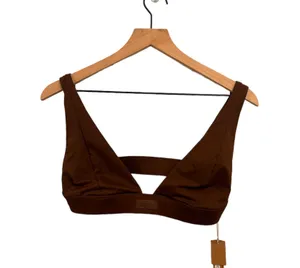 SKIMS SIGNATURE SWIM PLUNGE BIKINI TOP Large Cocoa NWT thumbnail 5