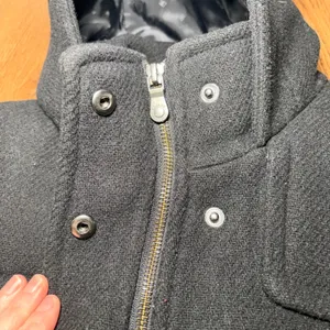 Banana Republic Black Wool Hooded Parka Pea Coat Womens Small Full Zip Snap Chic thumbnail 9