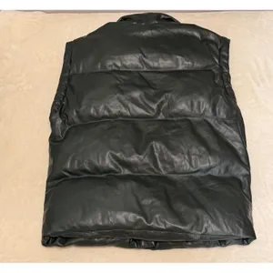 BlankNYC Easy Street Faux Leather Puffer Vest Green Quilted Snap Front Small thumbnail 4
