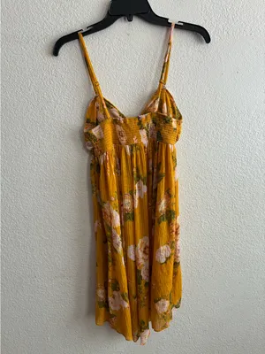 Free People Boho Mirage Yellow Floral Print Hi-Low Tunic Top S thumbnail 10