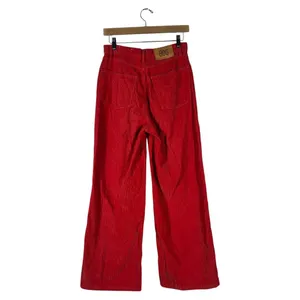 BDG High & Wide Corduroy Solid Wide Leg Pants Red Retro 90s Aesthetic Size 27 thumbnail 3
