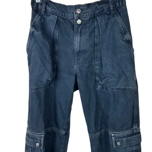 Free People We The Free Black Wash Marx Cargo Baggy Laid Back Denim Pants Jeans thumbnail 7