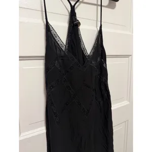 Zara Trafaluc Black Lace Maxi Dress Boho V-Neck T-Strap‎ Sleeveless Small thumbnail 7