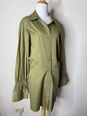 En Saison Sage Green Hardin Long Sleeve Shirt Dress thumbnail 3