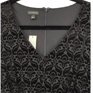 NWT Talbots Womens Velvet Jacquard Damask V-Neck Sheath Dress Black Size Large thumbnail 9