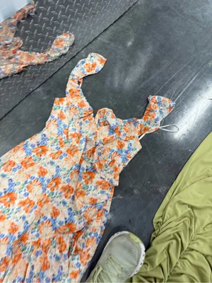 Astr Floral Ruffle Maxi Dress — Orange, Blue & Cream thumbnail 11