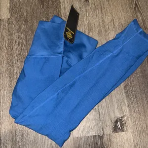 Stella Elyse blue ribbed compression leggings Size S/M Size M thumbnail 1