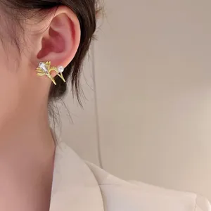 18K Gold Plated Crystal Flower Stud Earrings for Women,Elegant Flower Earrings thumbnail 3