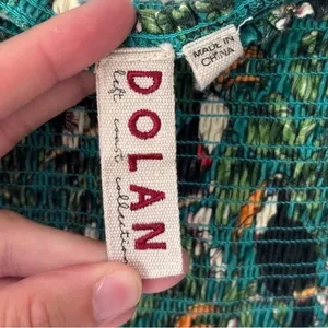 Anthropologie Dolan Left Coast Smocked Puff Sleeve Green Toucan Print Top Floral thumbnail 6