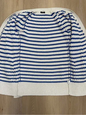 J Crew Cream Blue Purple Stripe Deep V Neck Snap Button Longer Sweater Cardigan thumbnail 7