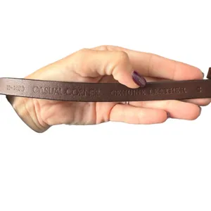 Casual Corner Brown Leather Brass Circle Buckle Western Boho Bohemian Belt Small thumbnail 3