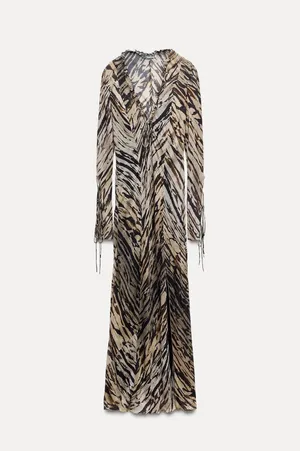 Zara animal Print Dress maxi bohemian hippie summer thumbnail 17