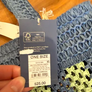 Universal Threads woven blue & green‎ open tote bag boho festival NWT thumbnail 4