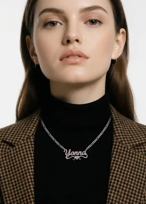 Silver-tone Women’s Name Pendant Necklace - Lightweight chain for everyday wear. thumbnail 1