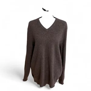 100%‎ Cashmere Brown V Neck Sweater Medium Old Money Minimalist thumbnail 2