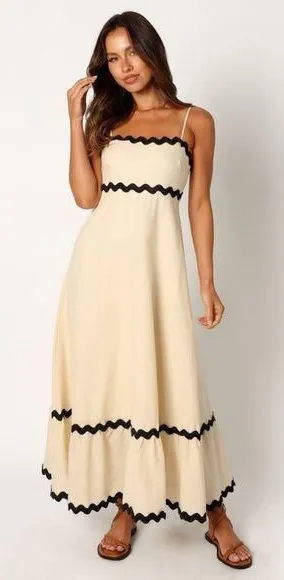Petal + Pup Yana Maxi Dress in Cream Black Size XS thumbnail 1