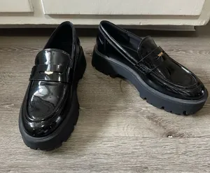 ZARA Women’s Black Patent Leather Chunky Loafers – Size US 9 / EU 40 thumbnail 1
