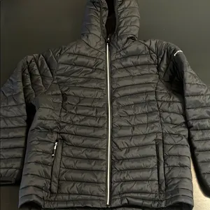 Tuxer Black Puffer Jacket with Hood‎ Womens Large Fitted Quilted Coat thumbnail 1