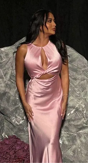 Zara maxi dress midi Light Pink tie knot satin effect wedding party thumbnail 1