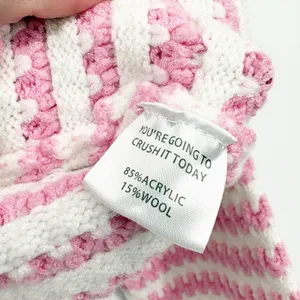 YLLW Womens Pink White Striped Textured Coquette Cropped Cardigan Sweater XS thumbnail 4