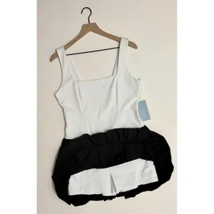 NWT!! ANTONIO MELANI Active Two Tone Bubble Hem Dress Mini Black White Large thumbnail 5