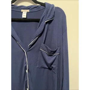 EBERJEY Gisele TENCEL™ Modal Long Sleeve PJ Top, Navy/Ivory, Size M thumbnail 6