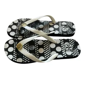 Tory Burch women’s sandals size 8 black white polka dot foam flip flops thumbnail 1