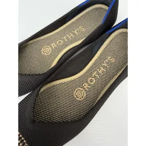 Rothy's The Point Black/Gold Embroidered Cap Toe Flats Women's Size 6 Retired thumbnail 5