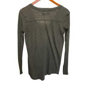 We The Free Women Boho Grunge Tee‎ XS Green Slub Knit Y2K Streetwear Raw Edge thumbnail 2