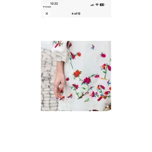 Zara Collection Dress Sz L Cotton Silk Blend Puff Sleeve Floral Embroidered thumbnail 16