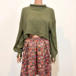 Free People medium mock neck waffle thermal crop top TLS1 3579 thumbnail 9