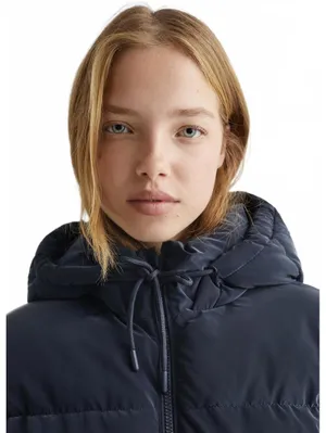 Mango Teen's Long Quilted Puffer Jacket NWT Dark Navy Teens Large thumbnail 6